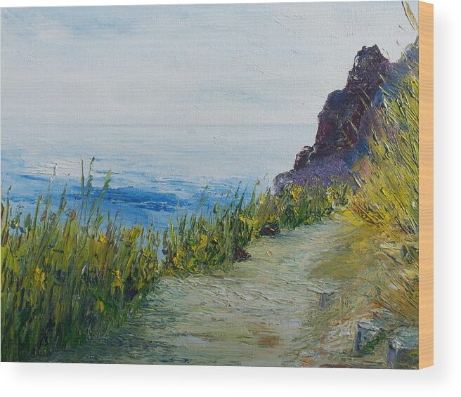 Path Wood Print featuring the painting Path to lovers cove by Conor Murphy
