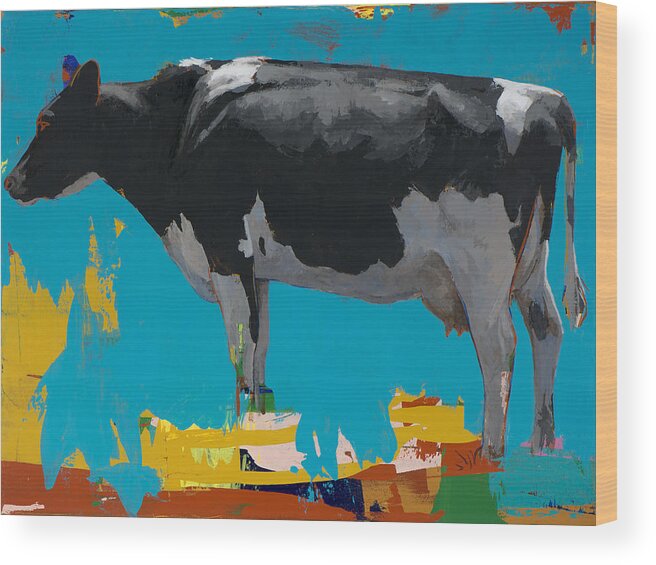 Cow Wood Print featuring the painting People Like Cows #15 by David Palmer