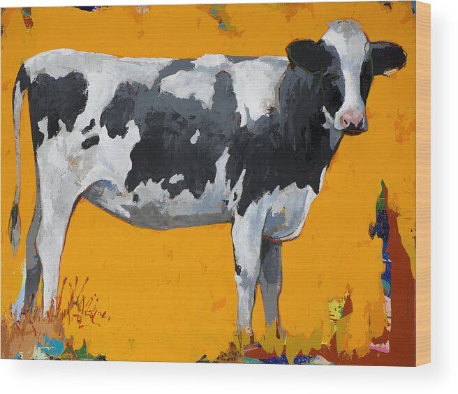 Cow Wood Print featuring the painting People Like Cows #16 by David Palmer