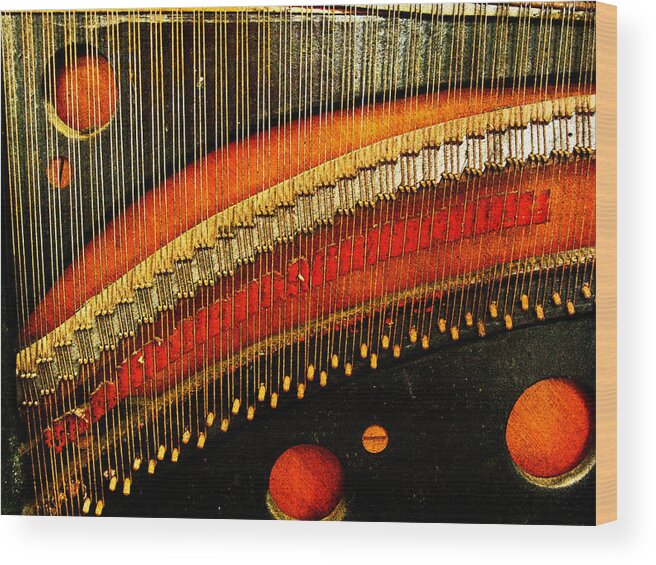 Piano Strings Wood Print featuring the photograph Piano Strings by Randi Kuhne
