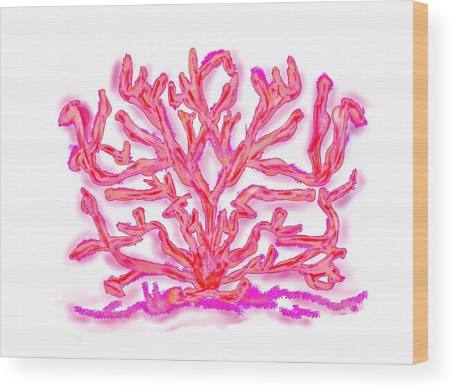 Sea Wood Print featuring the digital art Pink Coral by Christine Fournier