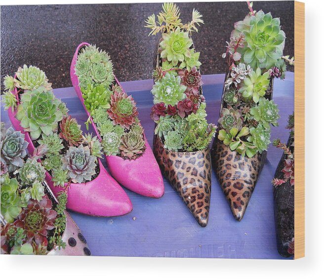 Plants Wood Print featuring the photograph Plants in Pumps by Kent Lorentzen