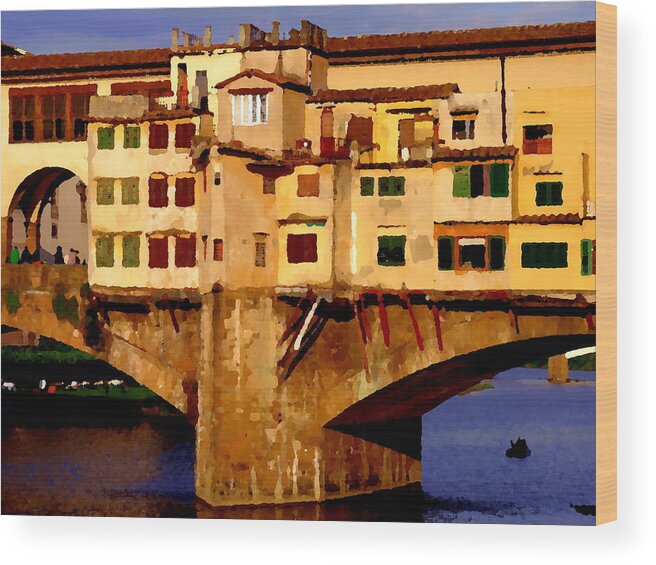 Ponte Vecchio Wood Print featuring the photograph Ponte Vecchio in Florence by Jacqueline M Lewis