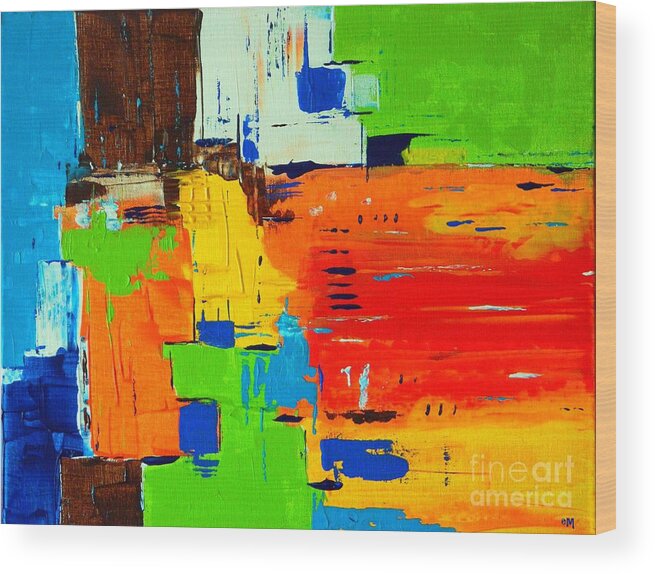 Abstract Art Wood Print featuring the painting Pueblo by Everette McMahan jr