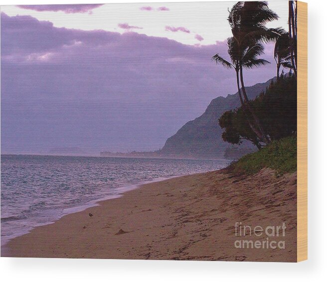 Oahu Wood Print featuring the photograph Purple Sunset after the Storm by Brigitte Emme