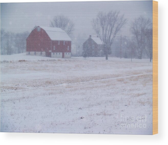 Farm Wood Print featuring the photograph Quakertown Farm on Snowy Day by Anna Lisa Yoder