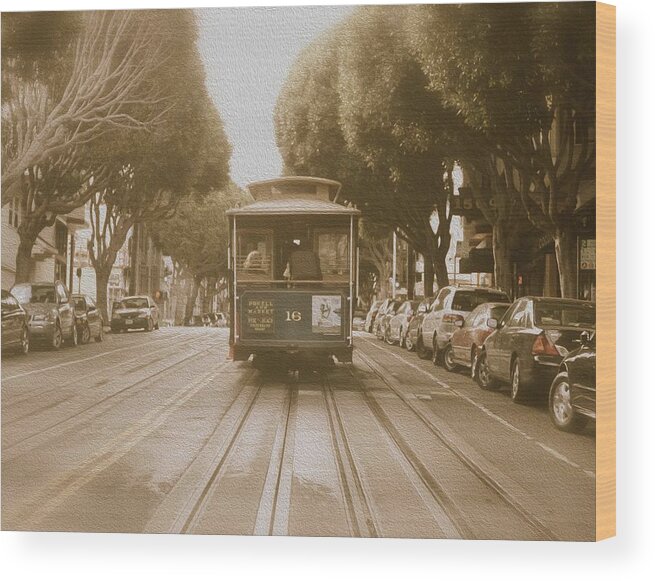 Sepia Wood Print featuring the photograph Quintessential San Francisco by Kandy Hurley
