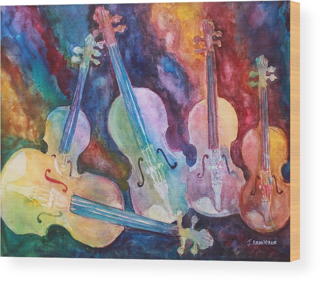 Violin Wood Print featuring the painting Quintet in Color by Jenny Armitage