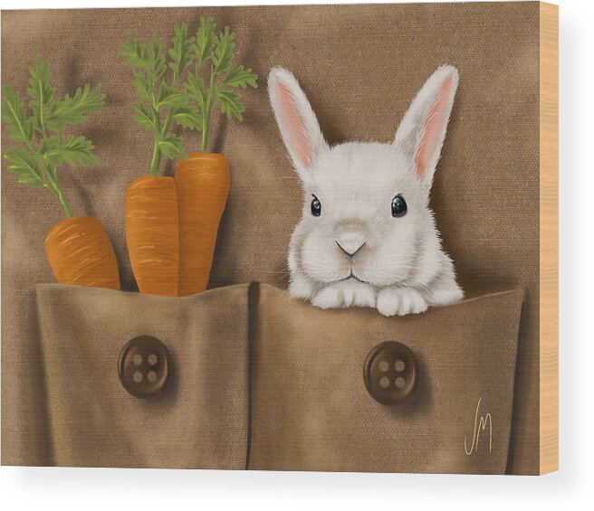 Rabbit Wood Print featuring the painting Rabbit hole by Veronica Minozzi