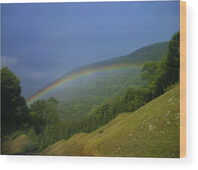 Landscape Wood Print featuring the photograph rainbow over Maggie valley by Flees Photos