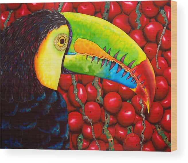 Toucan Wood Print featuring the painting Rainbow Toucan by Daniel Jean-Baptiste