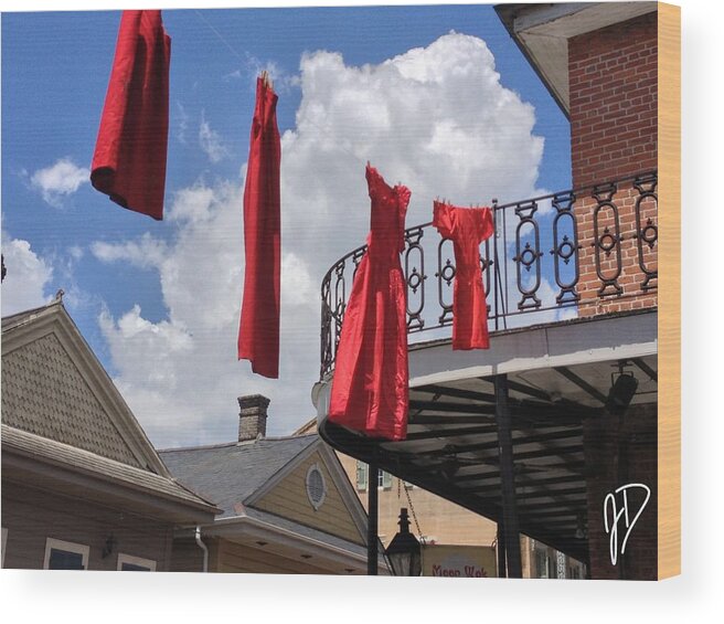 Red Wood Print featuring the photograph Red Dress Lineup by John Duplantis