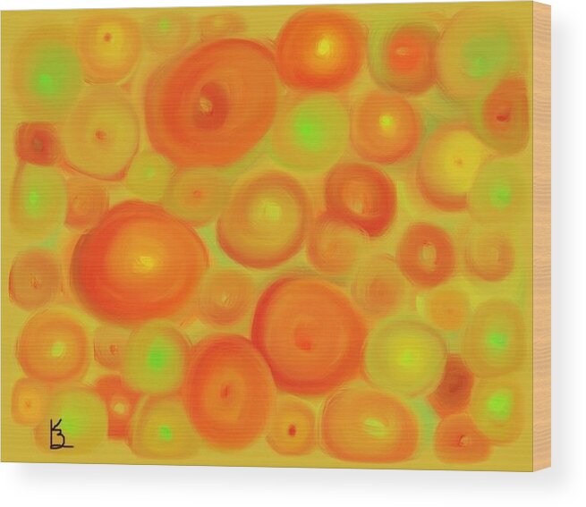 Digital Art Wood Print featuring the digital art Red-Orange Circle Abstract by Karen Buford