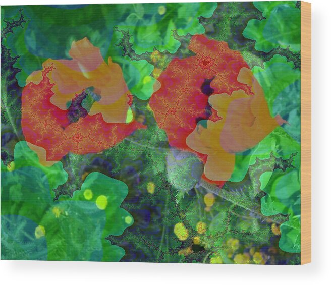 Poppies Wood Print featuring the photograph Red poppies flowers by Artistinoz Jodie sims