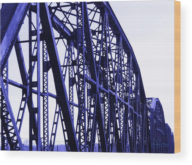 Bridge Wood Print featuring the photograph Red River Train Bridge #5 by Robert ONeil