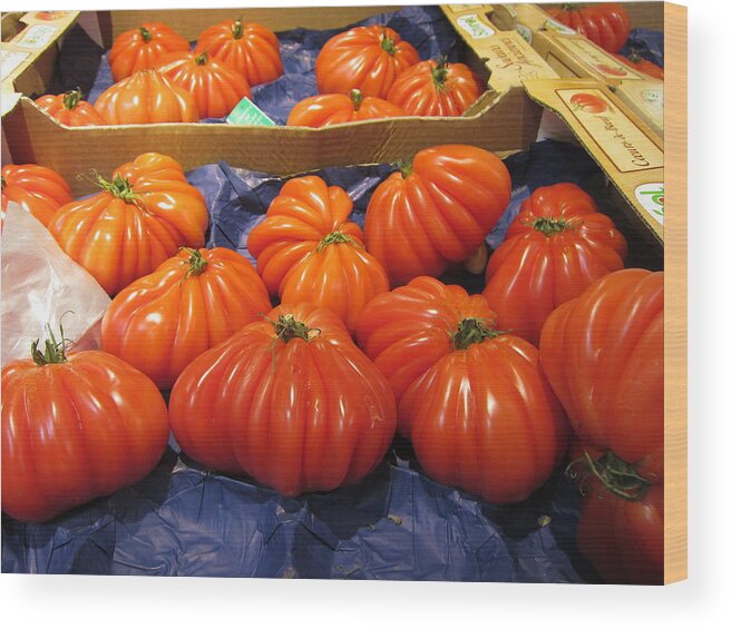 Tomato Wood Print featuring the photograph Ribbed Tomatoes by Pema Hou