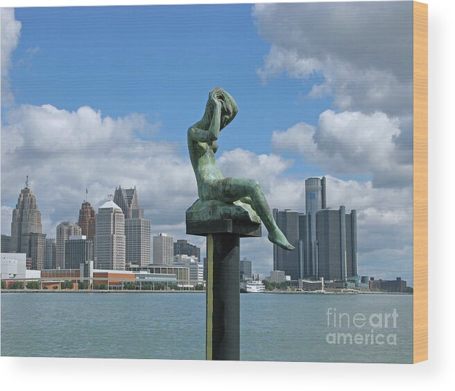 Detroit Wood Print featuring the photograph River Art and Architecture by Ann Horn