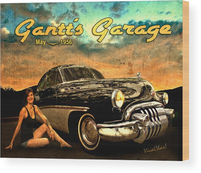 Buick Wood Print featuring the photograph Roadmaster Betty and the Big Black Buick by Chas Sinklier