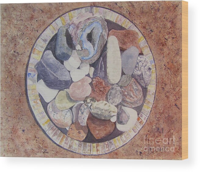 Still Life Wood Print featuring the painting Rocks by Carol Flagg