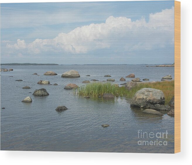 Rocks On The Sea Wood Print featuring the photograph Rocks on the Baltic Sea by Ilkka Porkka