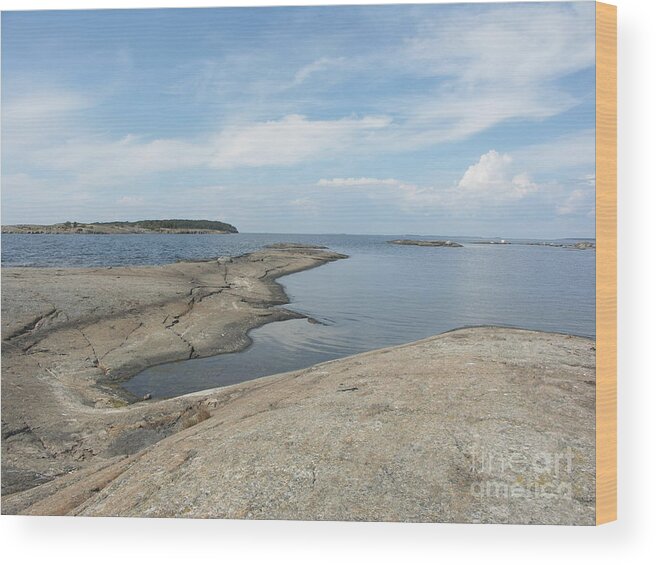Sea Wood Print featuring the photograph Rocky Coastline in Hamina by Ilkka Porkka