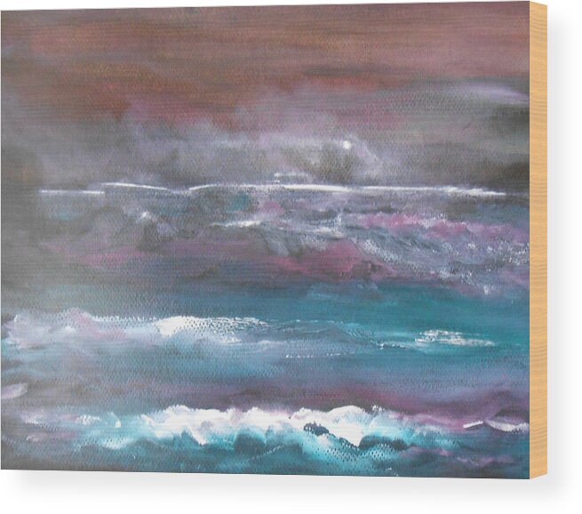 Seascape Wood Print featuring the painting Romancing The Moon by Jane See