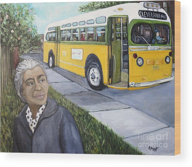 Black History Month Wood Print featuring the painting Rosa Parks by Reb Frost