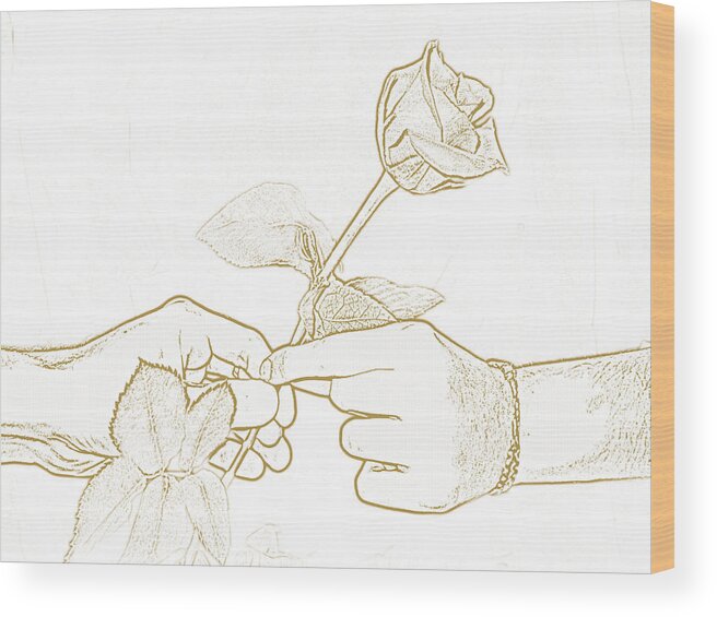Rose Wood Print featuring the photograph Rose Outline by Jan Marvin Studios by Jan Marvin