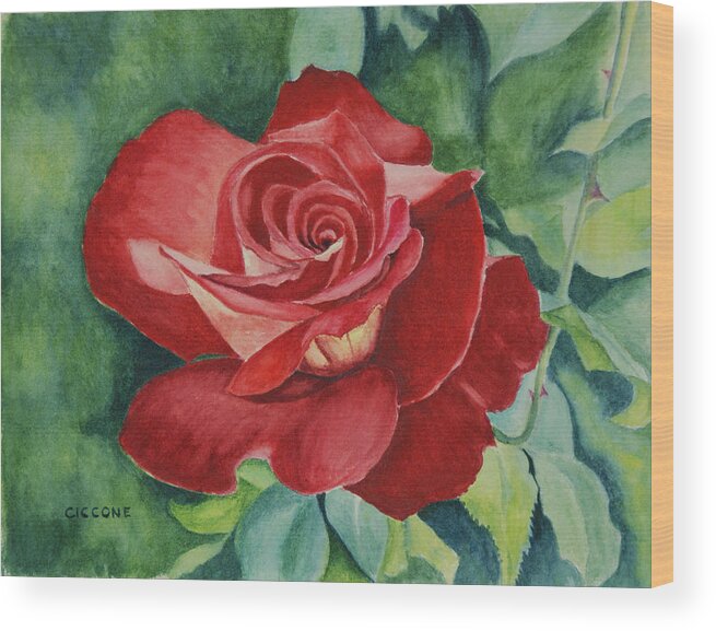 Floral Wood Print featuring the painting Roses Are Red by Jill Ciccone Pike