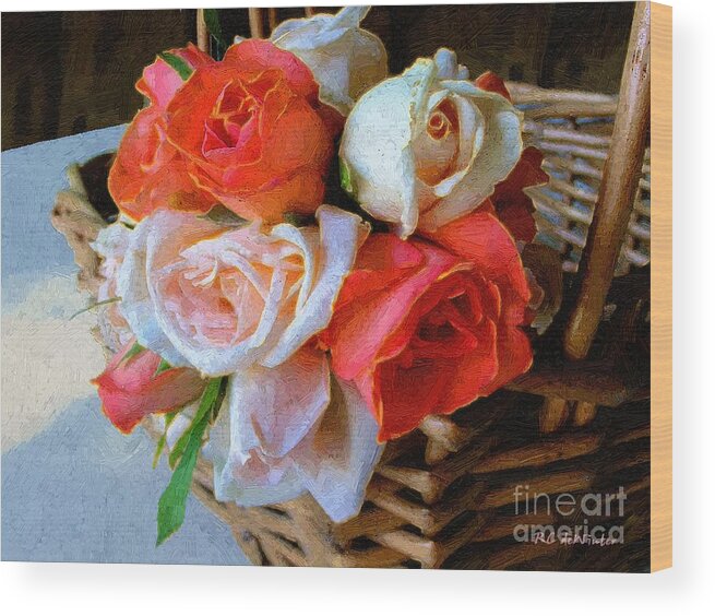 Still Life Wood Print featuring the painting Roses Florentine by RC DeWinter