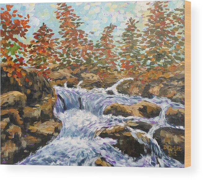 Muskoka Wood Print featuring the painting Rosseau Falls by Diane Arlitt