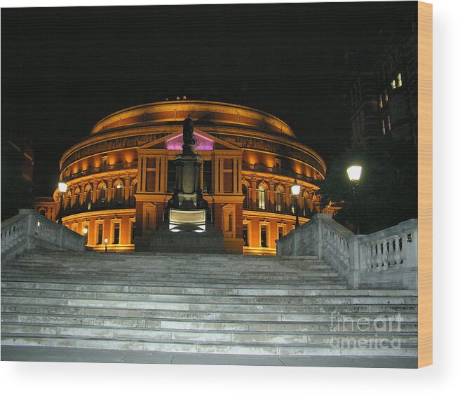 Royal Albert Hall Wood Print featuring the photograph Royal Albert Hall at Night by Bev Conover