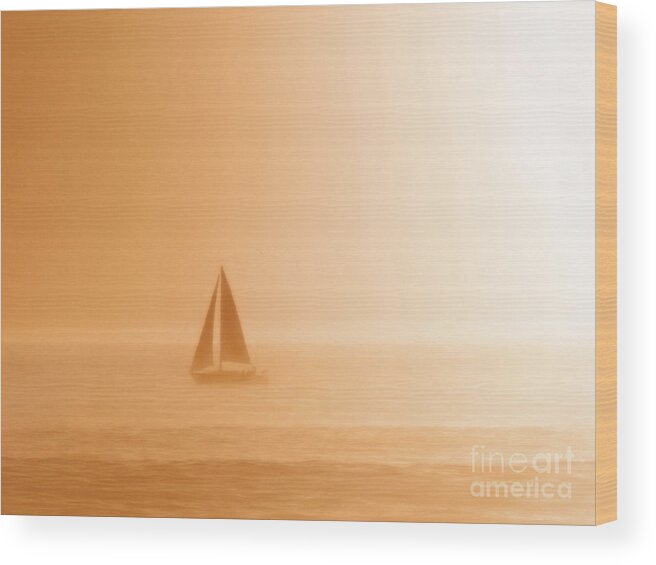 Sailboat Wood Print featuring the photograph Sailing a Hazy Sunset by Paul Topp