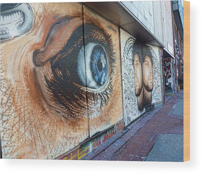 Eye Ball Mural Wood Print featuring the photograph Salt Lake City - Mural 1 by Ely Arsha