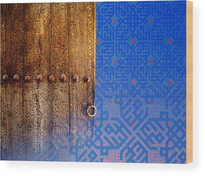 Ancient Wood Print featuring the photograph Samarkand door of peace by Mamoun Sakkal