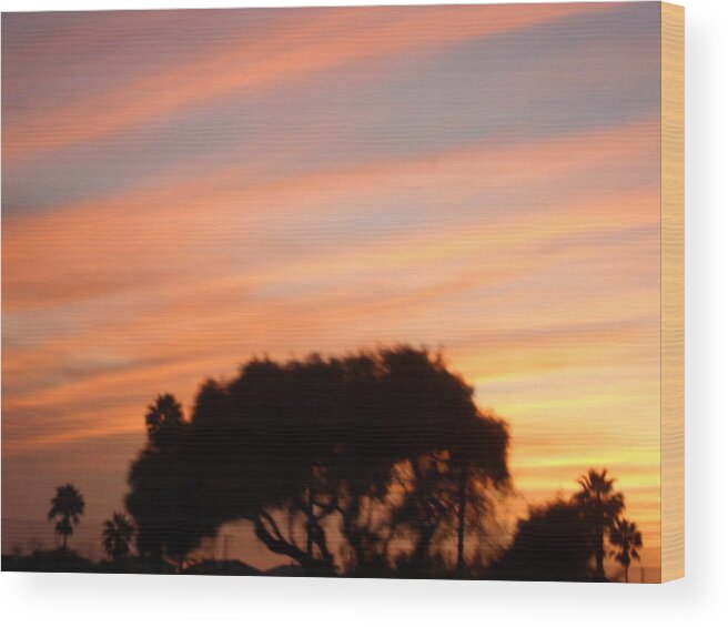 Sunset Wood Print featuring the pyrography San Diego Sunset by Val Oconnor