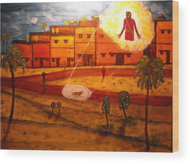 Saul Wood Print featuring the painting Saul on the Damascus Road by Larry Farris