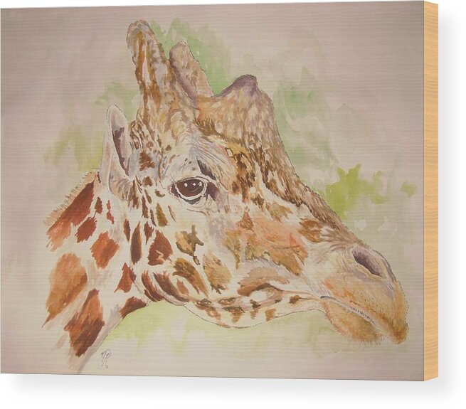 Savanna Wood Print featuring the painting Savanna Giraffe by Nicole Angell