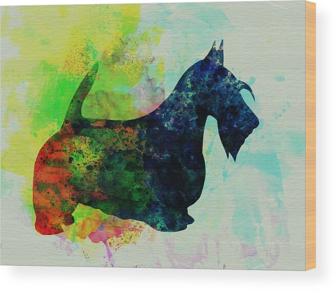 Scottish Terrier Wood Print featuring the painting Scottish Terrier Watercolor by Naxart Studio