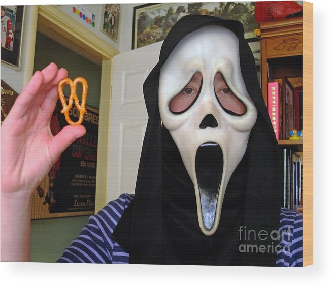 Scream Wood Print featuring the photograph Scream and the Scream Pretzel by Jim Fitzpatrick