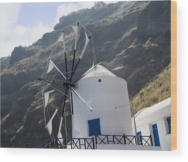 Santorini Wood Print featuring the photograph Sea Breezes by Brenda Kean