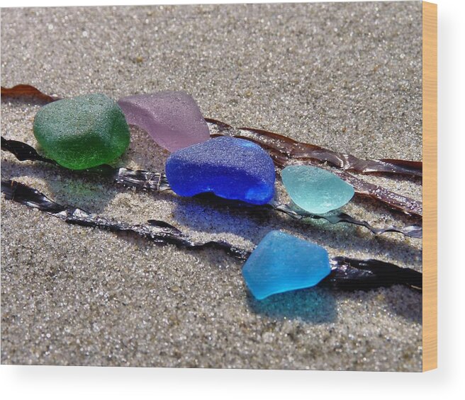 Sea Glass Wood Print featuring the photograph Sea glass by Janice Drew