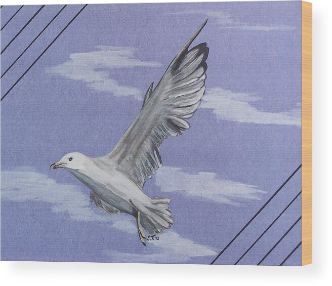 Seagull Wood Print featuring the painting Seagull by Susan Turner Soulis
