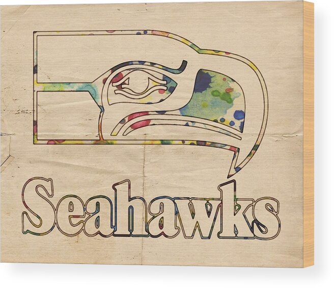 Seattle Seahawks Wood Print featuring the painting Seattle Seahawks Vintage Poster by Florian Rodarte