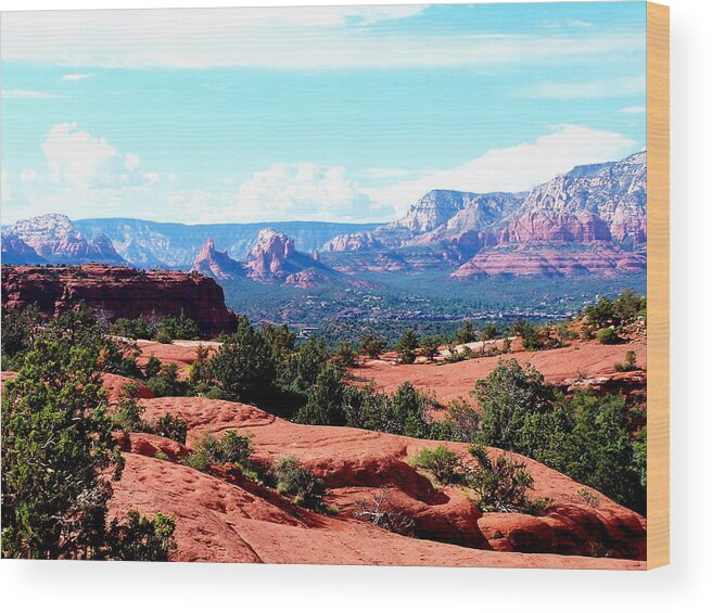 Red Wood Print featuring the photograph Sedona-11 by Dean Ferreira