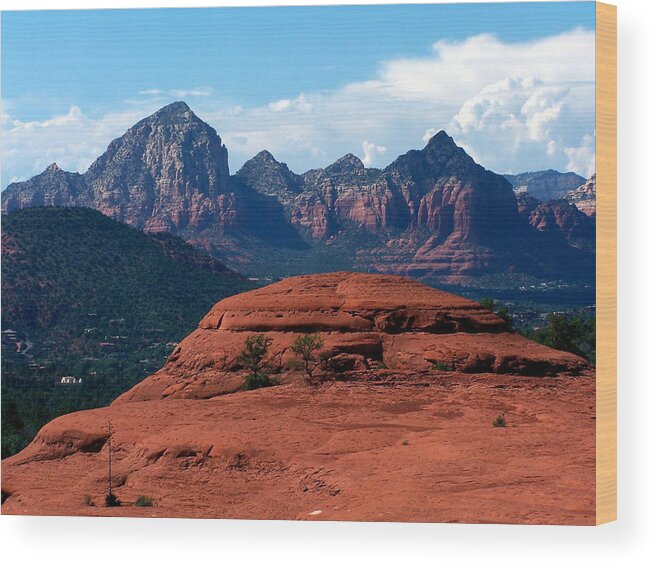 Red Wood Print featuring the photograph Sedona-13 by Dean Ferreira