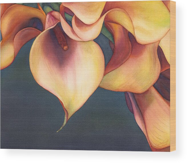 Lilies Wood Print featuring the painting Seduction of Lilies by Sandy Haight