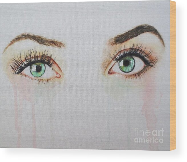 Eye Painting Wood Print featuring the painting Seeing Into The Soul #1 by Malinda Prud'homme