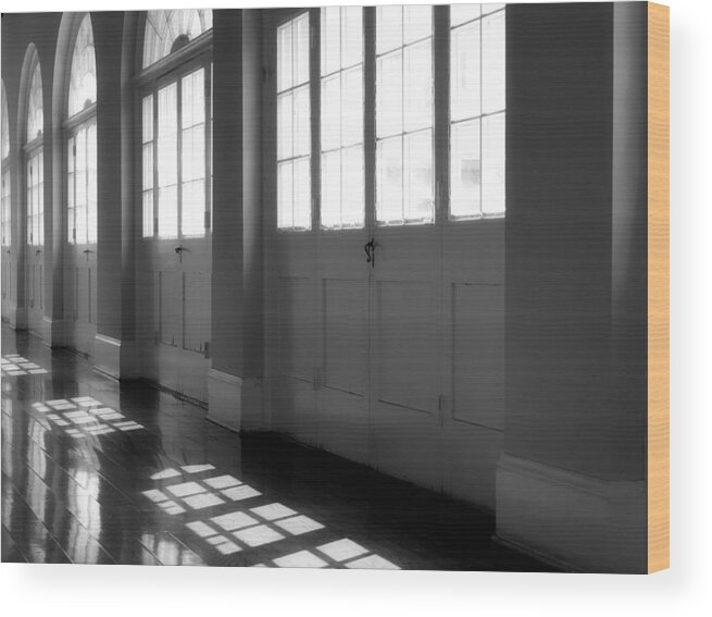 Black White Wood Print featuring the photograph Shadows At The Cabildo by James Stough