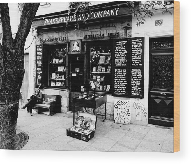 Paris Wood Print featuring the photograph Shakespeare and Company Boookstore in Paris France by Rick Rosenshein